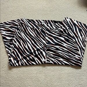 Anne Klein Striped Skirt with Black, White, and Brown